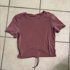 Lulu lemon  Mauve Short Sleeve crop tie back Top
